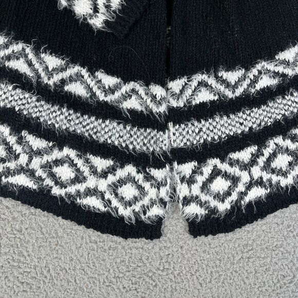 Abercrombie & Fitch Cardigan Sweater Girls M 12 Black White Fair Isle Open Front - Picture 2 of 11
